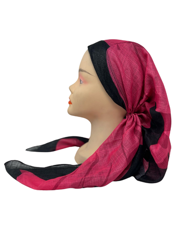 It's Younique OB-BOW-PNK Pink Bow On Black Shimmer Pre-Tied Open Back Bandanna with Velvet Grip Myselflingerie.com